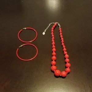 Red earring and necklace set